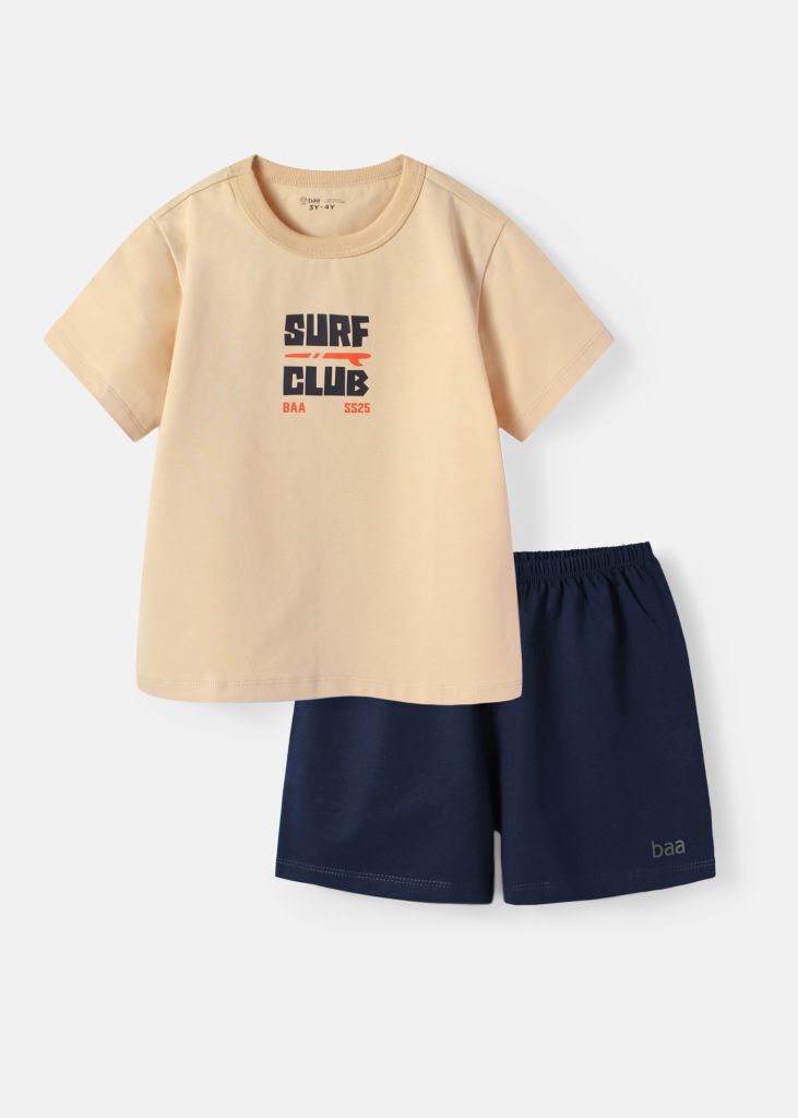 Đồ Bộ Ngắn Tay Bé Trai Be Phối Xanh Surf Club