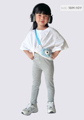Quần Legging Bé Gái Thun Gân Xám Nhạt
