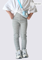 Quần Legging Bé Gái Thun Gân Xám Nhạt