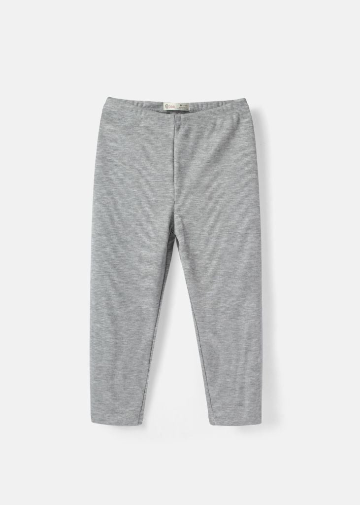 Quần Legging Bé Gái Thun Gân Xám Nhạt