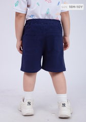 Quần Short Phối Túi Bé Trai Thun Da Cá Navy