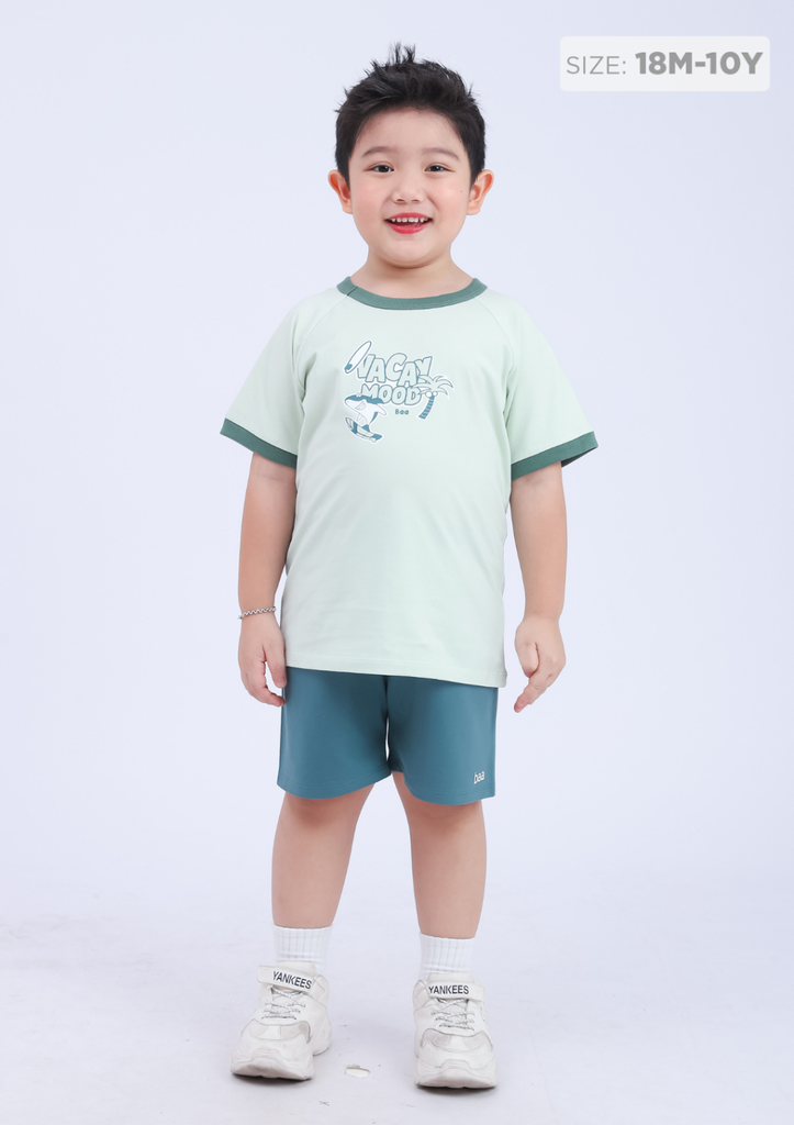 Đồ Bộ Ngắn Tay Bé Trai Xanh Lá Vacay Mood