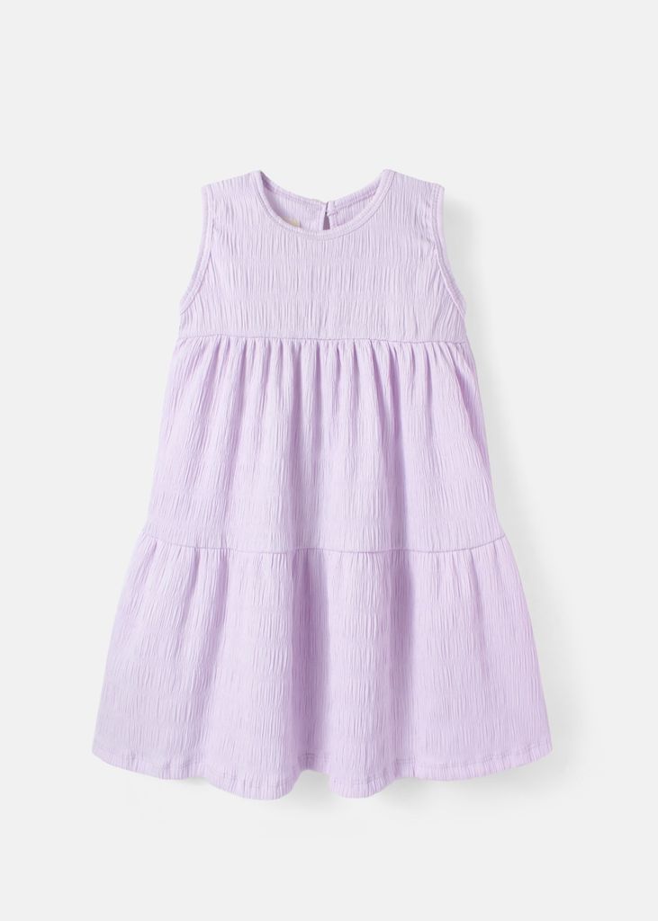 Đầm Thun Kiểu Hai Tầng Bé Gái Tím Nhạt