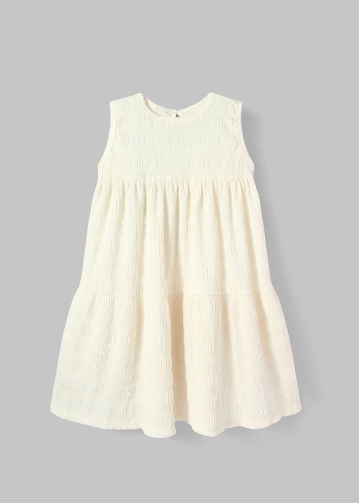 Đầm Thun Kiểu Hai Tầng Bé Gái Vàng Nhạt