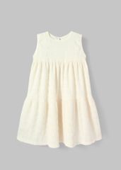 Đầm Thun Kiểu Hai Tầng Bé Gái Vàng Nhạt