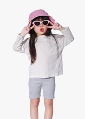 Quần Biker Bé Gái Thun Gân Xám