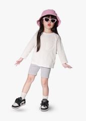 Quần Biker Bé Gái Thun Gân Xám