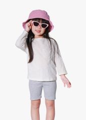 Quần Biker Bé Gái Thun Gân Xám