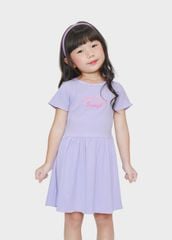 Đầm Thun Kiểu Bé Gái Tím Gân Thêu Nơ
