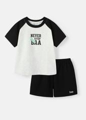 Bộ Thun Tay Raglan Bé Trai Xám Phối Đen Never Stop