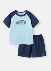 Bộ Thun Tay Raglan Bé Trai Xanh Phối Navy Road Club