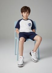 Áo Thun Raglan Form Rộng Bé Trai Trắng Phối Navy Fishing Vibes