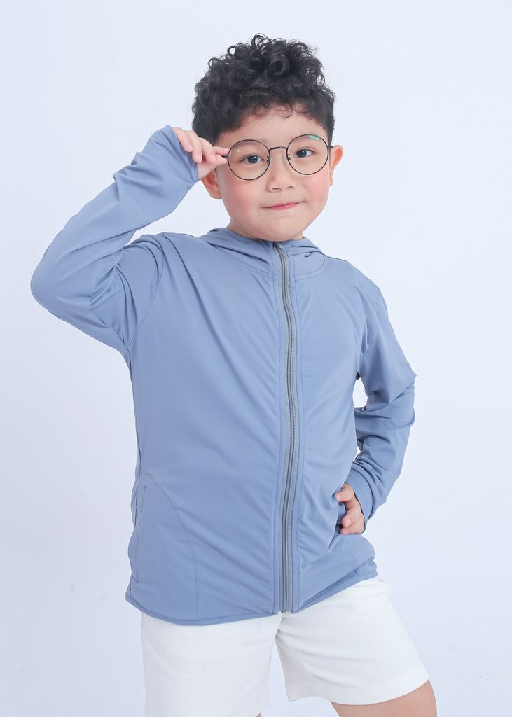 Áo Khoác Chống Nắng Tia UV Siêu Mát Ultra Cool Bé Trai Xám Xanh