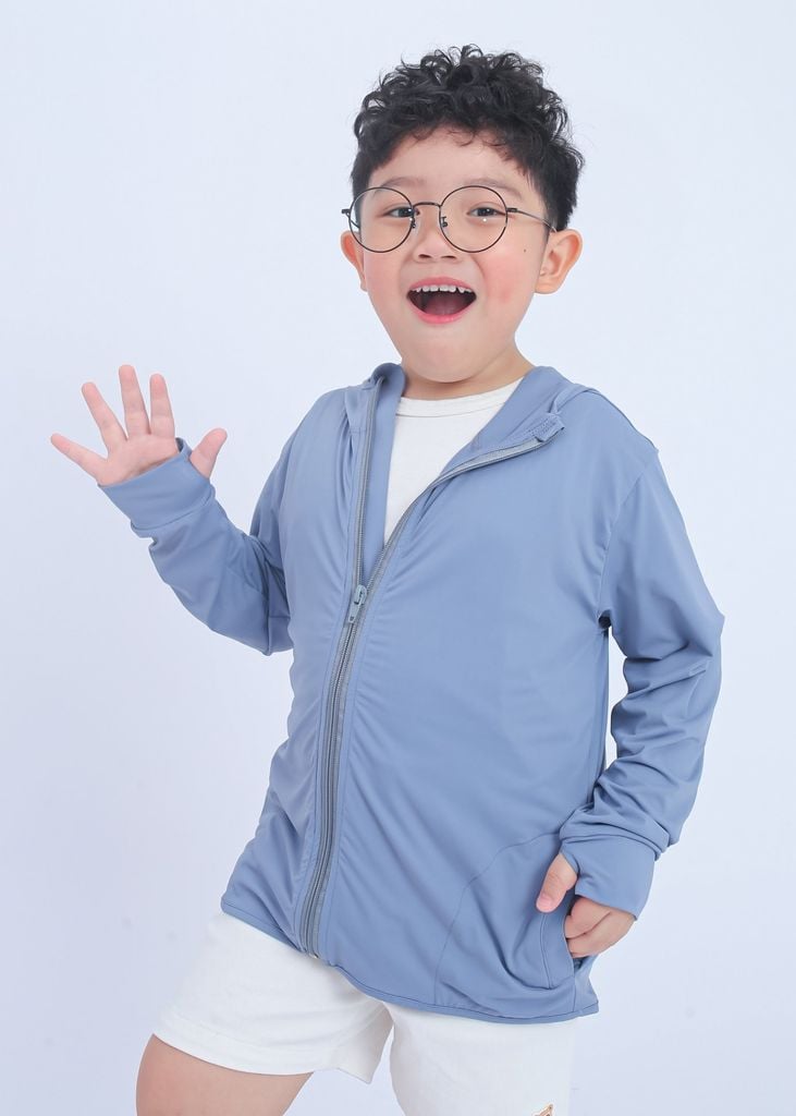 Áo Khoác Chống Nắng Tia UV Siêu Mát Ultra Cool Bé Trai Xám Xanh