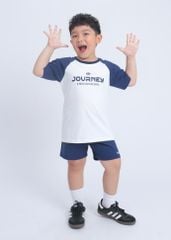 Bộ Thun Tay Raglan Bé Trai Trắng Phối Xanh Đen Journey