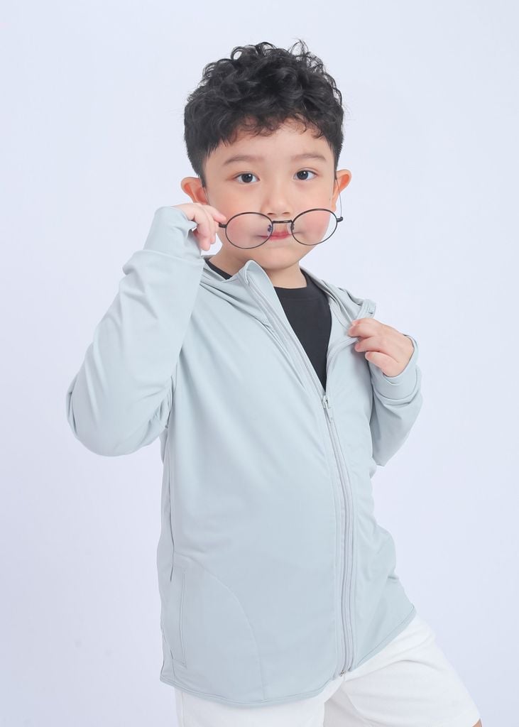 Áo Khoác Chống Nắng Tia UV Siêu Mát Ultra Cool Bé Trai Xám Nhạt