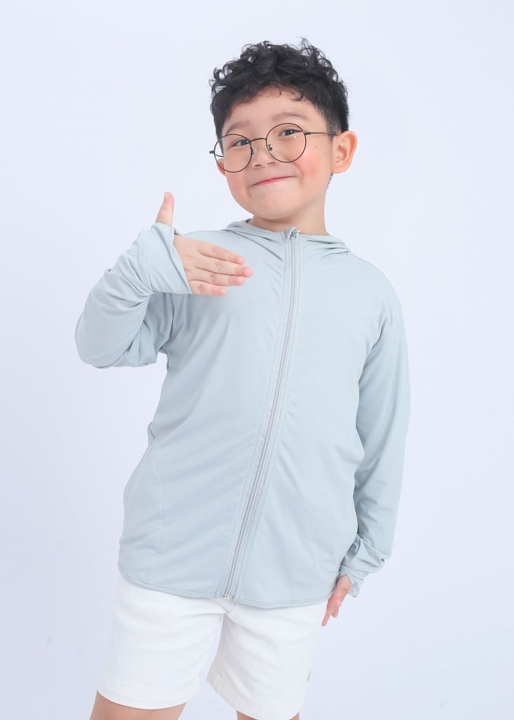 Áo Khoác Chống Nắng Tia UV Siêu Mát Ultra Cool Bé Trai Xám Nhạt