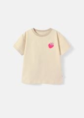 Áo Thun Ngắn Tay Bé Gái Kem Thêu Quả Dâu