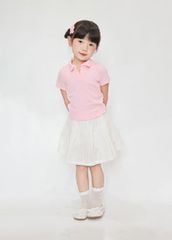 Áo Polo Thun Gân Bé Gái Hồng Nhạt