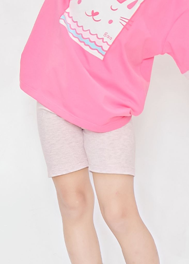 Quần Biker Bé Gái Thun Gân Hồng Melange
