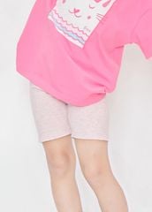 Quần Biker Bé Gái Thun Gân Hồng Melange