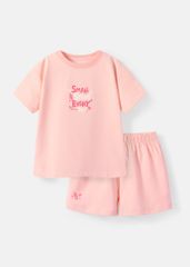 Bộ Thun Ngắn Tay Form Rộng Bé Gái Hồng Cam Small Steps Every Day