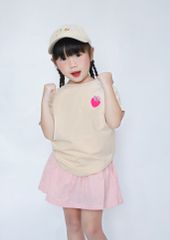 Áo Thun Ngắn Tay Bé Gái Kem Thêu Quả Dâu