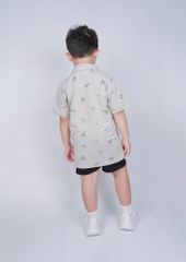 Áo Polo Ngắn Tay Bé Trai Xám Hoạ Tiết Origami