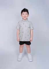 Áo Polo Ngắn Tay Bé Trai Xám Hoạ Tiết Origami