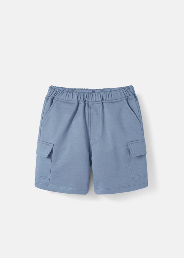 Quần Short Túi Hộp Bé Trai Da Cá Xám