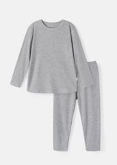 Bộ Thun Gân Dài Tay Bé Trai Xám Đậm Melange