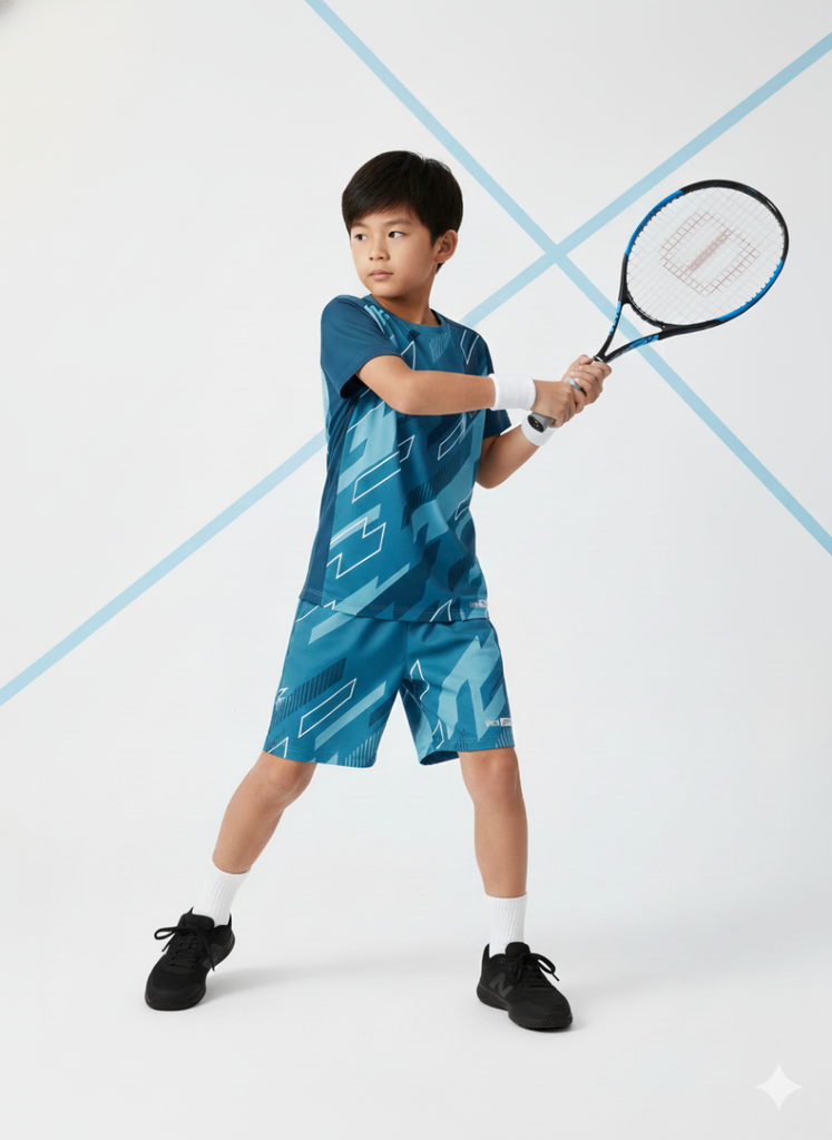 Set Thun Thể Thao Cho Bé Siêu Mát Ultra Cool Xanh Xám Hoạ Tiết