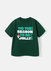 Áo Thun Form Rộng Bé Trai 230gsm Xanh Christmas