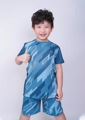 Set Thun Thể Thao Cho Bé Siêu Mát Ultra Cool Xanh Xám Hoạ Tiết