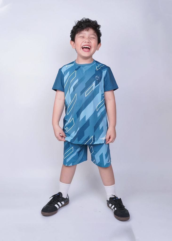 Set Thun Thể Thao Cho Bé Siêu Mát Ultra Cool Xanh Xám Hoạ Tiết