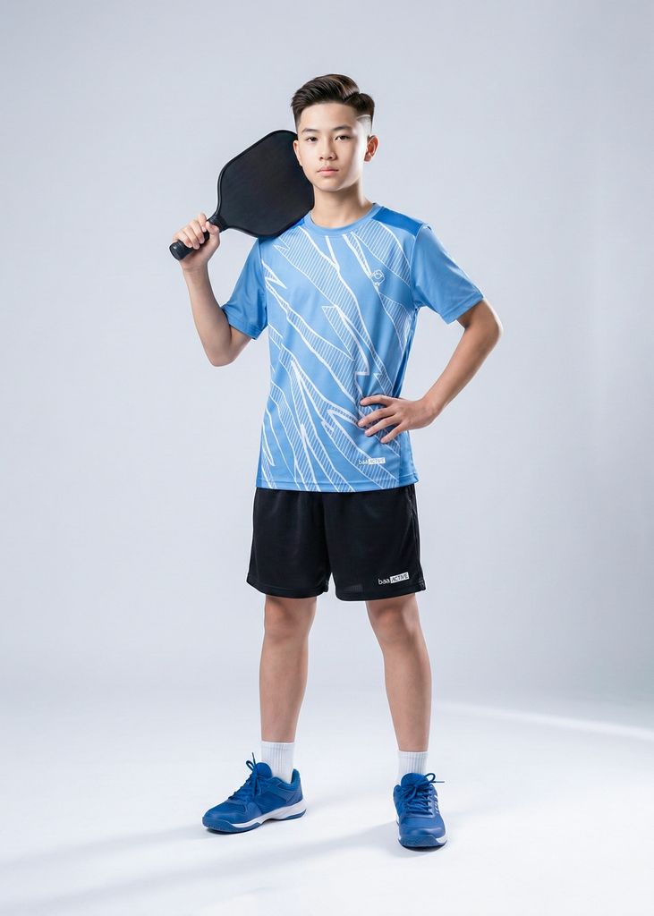 Set Thể Thao Cho Bé Siêu Nhẹ Ultra Light Họa Tiết (Xanh Nhạt + Đen)