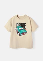 Áo Thun Form Rộng Bé Trai 230gsm Be Xe Đua