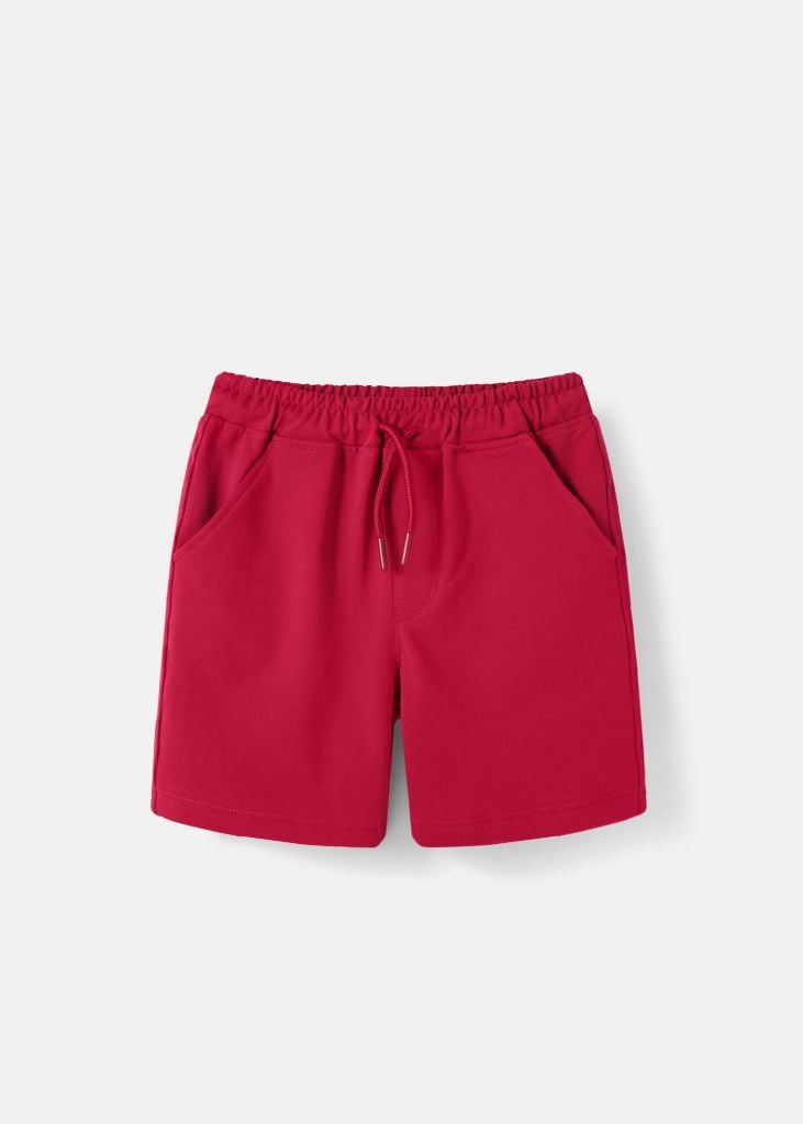 Quần Short Da Cá Bé Trai Đỏ Burgundy