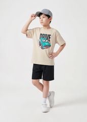 Áo Thun Form Rộng Bé Trai 230gsm Be Xe Đua