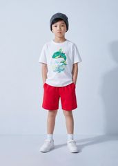 Áo Thun Form Rộng Bé Trai 230gsm Trắng Cá Mập