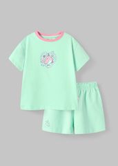 Bộ Thun Ngắn Tay Form Rộng Bé Gái Xanh Lá Cá Voi