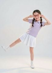 Set Polo Ngắn Tay & Chân Váy Bé Gái Siêu Nhẹ Ultra Light Tím Phối Trắng Kem