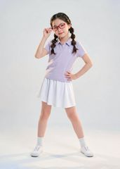 Set Polo Ngắn Tay & Chân Váy Bé Gái Siêu Nhẹ Ultra Light Tím Phối Trắng Kem