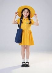 Đầm Polo Ngắn Tay Bé Gái Vàng Thêu Cây Thông