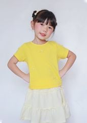 Áo Thun Gân Ngắn Tay Bé Gái Vàng Nơ