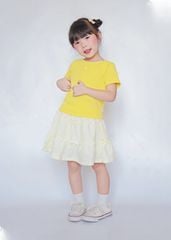 Áo Thun Gân Ngắn Tay Bé Gái Vàng Nơ