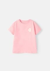 Áo Thun Ngắn Tay Bé Gái Hồng Thêu Xù Thỏ Xinh