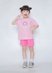 Bộ Thun Ngắn Tay Form Rộng Bé Gái Hồng Cute Mermaid