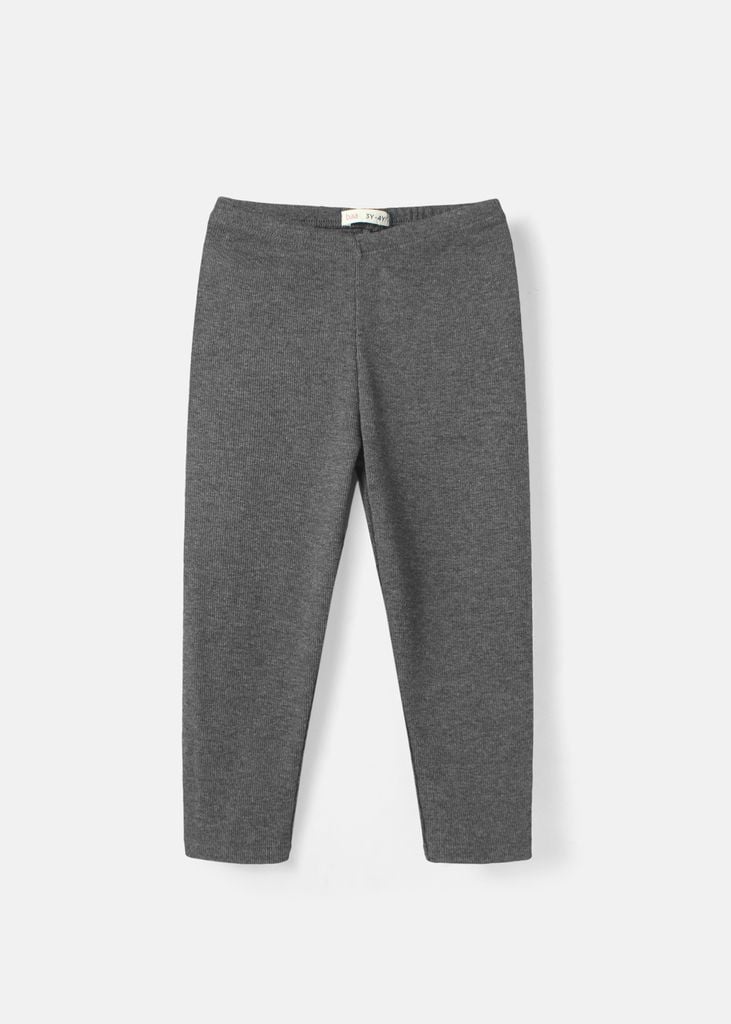 Quần Legging Bé Gái Thun Gân Xám Đậm