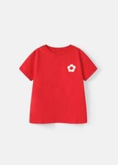 Áo Thun Ngắn Tay Bé Gái Đỏ Thêu Xù Hoa Xinh